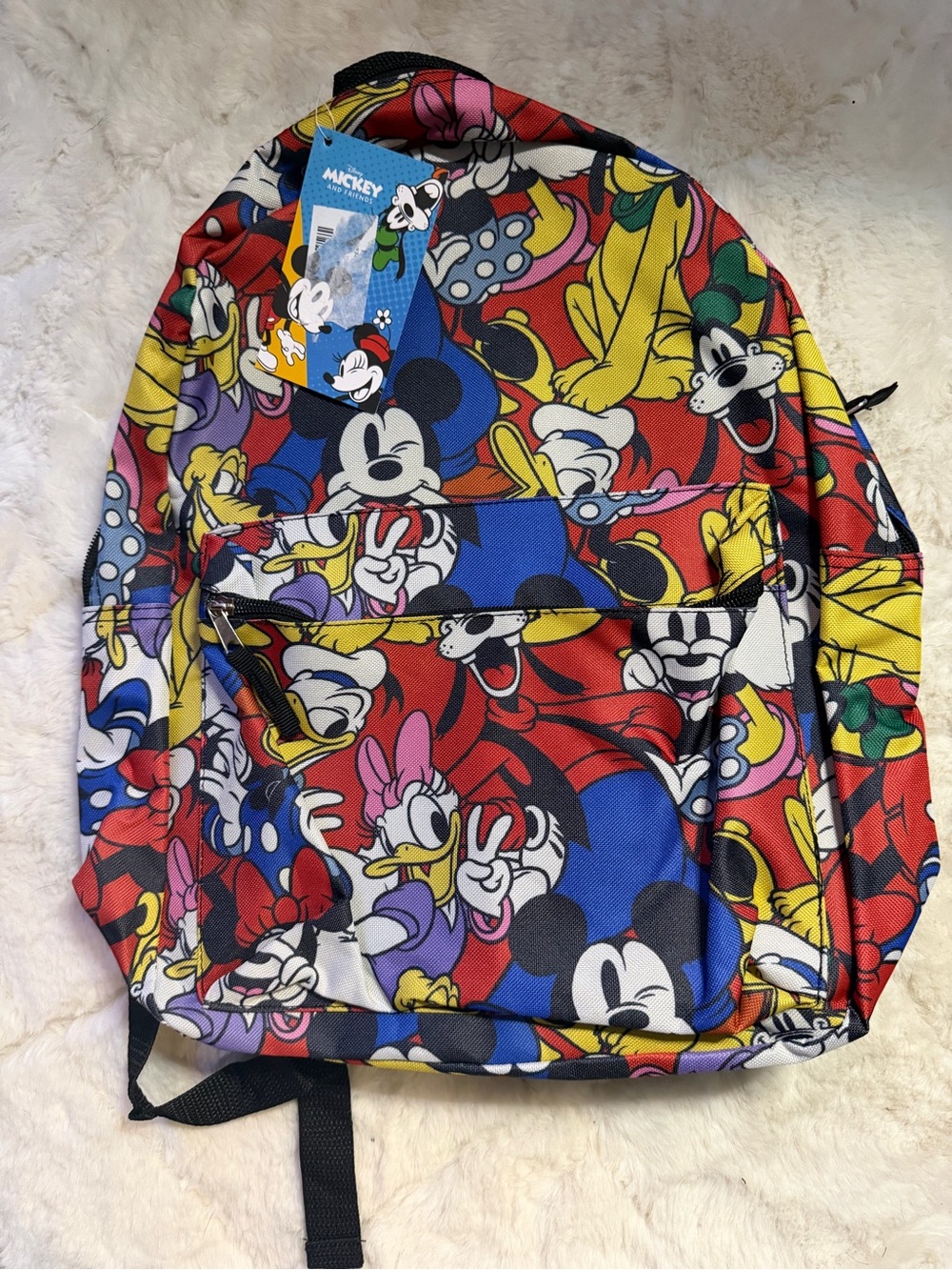 Disney Multicolor Mickey & Friends Backpack - Red, Blue, Yellow, Black, White